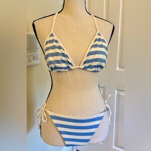 NWOT Mare Blu Striped Blue & White Triangle Bikini, Sz M